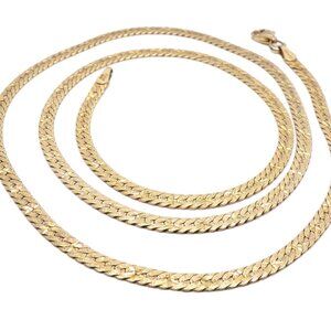 925 Gold Plated Herringbone Chain Necklace 20 inches Long